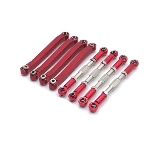 XAQRYQO RC-Links-Gestänge Für MN D90 D91 D96 MN98 99S Metall-Upgrade, Verstellbare Spurstange, Feste, 1/12 RC-Auto-Upgrade-Zubehör(Red) von XAQRYQO