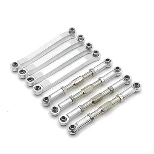 XAQRYQO RC-Links-Gestänge Für MN D90 D91 D96 MN98 99S Metall-Upgrade, Verstellbare Spurstange, Feste, 1/12 RC-Auto-Upgrade-Zubehör(Silver) von XAQRYQO