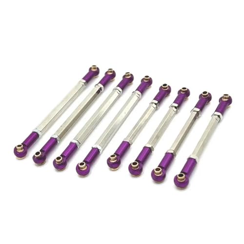 XAQRYQO RC-Links-Gestänge Für MN MN128 1/12 RC-Autoteil RC-Lenkstangensatz Aluminiumlegierung-Radstand-Lenkstangensatz RC-Auto-Verbindungsstange(Purple) von XAQRYQO