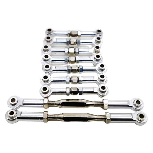 XAQRYQO RC-Links-Gestänge Für WLtoys K949-015 1/10 RC-Auto-Upgrade-Zubehör, 9-teiliges Metall-Zugstangen-Lenkservo-Verbindungsgestänge, Arm-Spurstange(Silver) von XAQRYQO