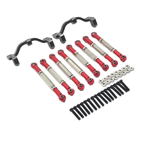 XAQRYQO RC-Links-Gestänge Für WPL C14 1/16 RC-Autoteil, Lenkstangensatz Aus Aluminiumlegierung, RC-Upgradeteil, 10-teiliger Radstand, RC-Lenkstangensatz(Red) von XAQRYQO