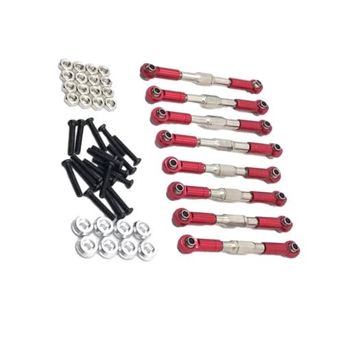 XAQRYQO RC-Links-Gestänge Für WPL C14 C24 B14 B24 Für MN D90 D99 1/16 RC Auto Crawler Teile 8 Stück Metall Verstellbare Lenkstange Servo Link Zugstange(Red) von XAQRYQO