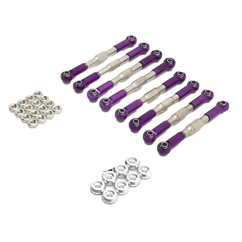 XAQRYQO RC-Links-Gestänge Für WPL C14 C24 B14 B24 Für MN D90 D99 1/16 rc Cars Crawler Teile 8 Stück Metall Verstellbare Lenkgestänge Servo Link Zugstange(Purple) von XAQRYQO