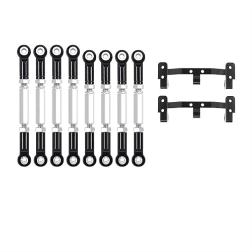 XAQRYQO RC-Links-Gestänge Für WPL Für MN D90 MN99S 1/12 RC Autozubehör, Metall-Chassis-Verbindungsstange, Zugstangengestänge Und Spurstangenhalterung(Black) von XAQRYQO