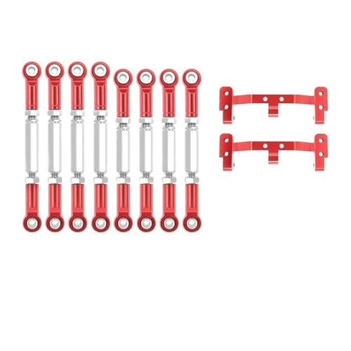 XAQRYQO RC-Links-Gestänge Für WPL Für MN D90 MN99S 1/12 RC Autozubehör, Metall-Chassis-Verbindungsstange, Zugstangengestänge Und Spurstangenhalterung(Red) von XAQRYQO