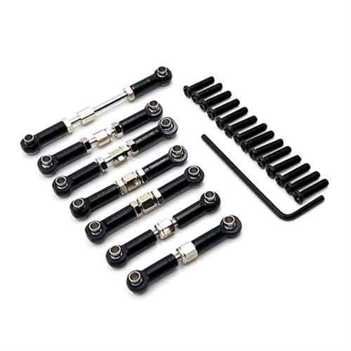 XAQRYQO RC-Links-Gestänge Für Wltoys 104072 1/10 rc Cars Upgrades Teile Zubehör Metall Vorne Hinten Spurstangengestänge Servo Link Rod Set(Black) von XAQRYQO