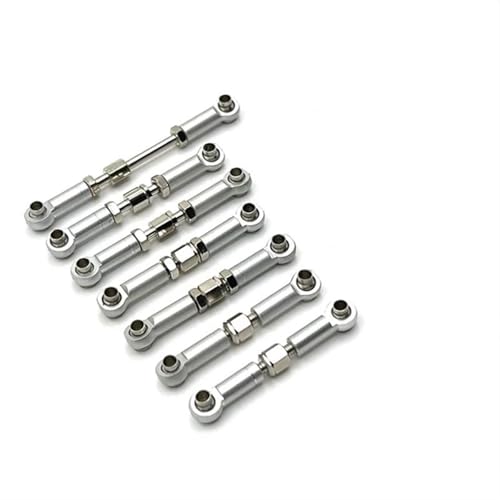 XAQRYQO RC-Links-Gestänge Für Wltoys 104072 1/10 rc Cars Upgrades Teile Zubehör Metall Vorne Hinten Spurstangengestänge Servo Link Rod Set(White) von XAQRYQO