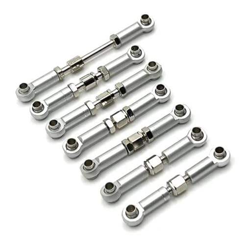 XAQRYQO RC-Links-Gestänge Für Wltoys 104072 1/10 rc Cars Upgrades Teile Zubehör Metall Vorne Hinten Spurstangengestänge Servoverbindungsstange Zugstangenset(White) von XAQRYQO