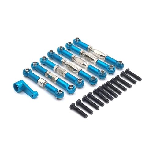 XAQRYQO RC-Links-Gestänge Für Wltoys 144001 144010 124016 124017 124019 1/14 RC Auto Upgrade Teile Zubehör Metall Servo Arm Link Rod Linkage Set(Blue) von XAQRYQO