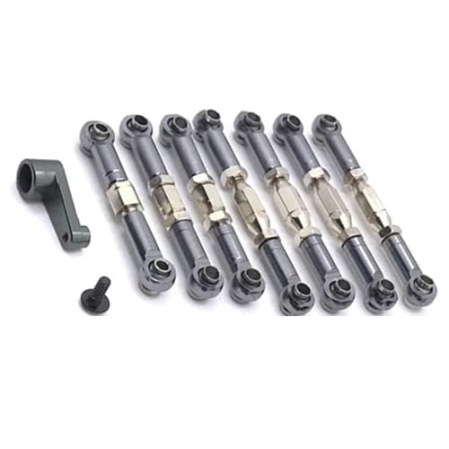 XAQRYQO RC-Links-Gestänge Für Wltoys 144001 144010 124016 124017 124019 1/14 RC Auto Upgrade Teile Zubehör Metall Servo Arm Link Stange Linkage Set(Gray) von XAQRYQO