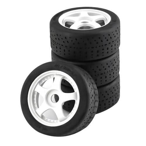 XAQRYQO RC Reifen Für ARRMA Für Infraction 6S F1 Für Limitless 1/7 RC Auto 4 Stück Kunststoffrad Gummireifen Crawler Upgrades Zubehör(White) von XAQRYQO