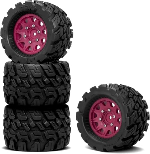 XAQRYQO RC Reifen Für Arrma Für Granite Für Axial Für RC Truck Buggy-Räder Und Reifen 12 Mm/14 Mm Sechskant Für RC-Truck-Reifen Im Maßstab 1:10(Purple) von XAQRYQO