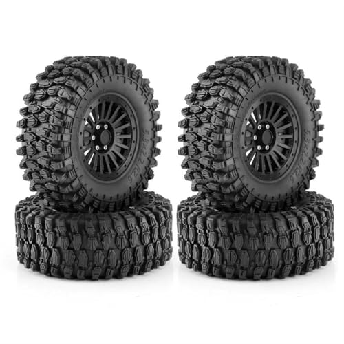 XAQRYQO RC Reifen Für Axial Für SCX10 Für Wraith RR10 4 Stück 135 Mm 2,6 Zoll Metall-Beadlock-Felgen-Gummireifen-Set Für 1/8 1/10 RC Crawler Car(Black,A) von XAQRYQO