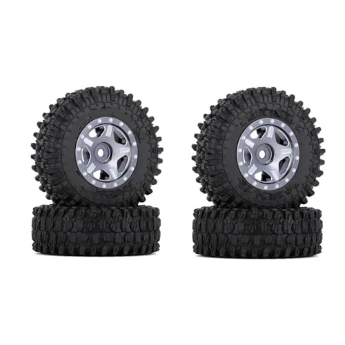 XAQRYQO RC Reifen Für Axial Für SCX24 AXI00001 Für Deadbolt Für Gladiator 52 * 18mm 1,0 "Beadlock Rad Felgen Reifen Set Für 1/24 RC Crawler Auto(Silver,C) von XAQRYQO