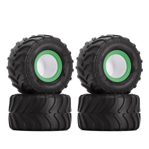 XAQRYQO RC Reifen Für Axial Für SCX24 FMS FCX24 AX24 (MT1012) Monster Truck Felgenreifen Set 4PCS 70 * 38mm Für 1/24 RC Crawler Auto(Green) von XAQRYQO