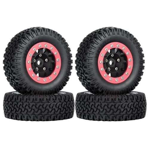 XAQRYQO RC Reifen Für Axial Für Yeti Jr Für D90 4PCS 76mm 1,55 Metall Beadlock Felgen Reifen Set Für 1/10 RC Crawler Auto(Pink) von XAQRYQO