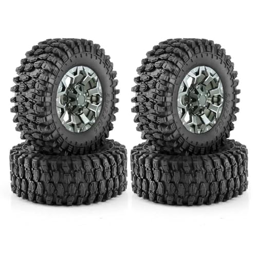 XAQRYQO RC Reifen Für Axial SCX10 Für Wraith RR10 Für Capra 4 Stück 135 Mm 2,6 Zoll Metall-Beadlock-Felgen-Gummireifen-Set Für 1/8 1/10 RC Crawler(A) von XAQRYQO
