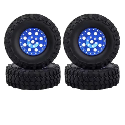 XAQRYQO RC Reifen Für Axial SCX24 FCX24 TRX4M 1/24 RC-Auto-Tuning-Teile 1,0 Zoll Metall-Beadlock-Radreifen-Distanzstücke RC-Autoreifen(Blue,A) von XAQRYQO