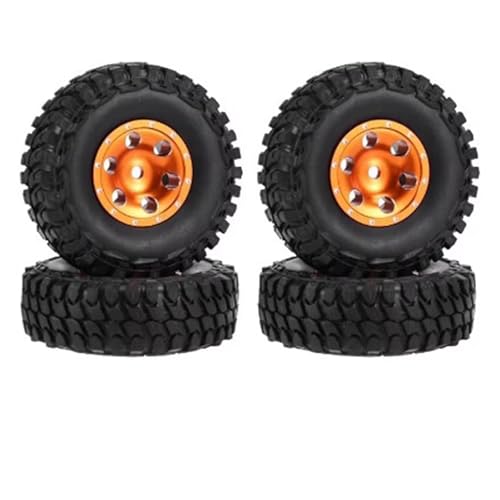 XAQRYQO RC Reifen Für Axial SCX24 FCX24 TRX4M 1/24 RC-Auto-Tuning-Teile 1,0 Zoll Metall-Beadlock-Radreifen-Distanzstücke RC-Autoreifen(Orange,A) von XAQRYQO