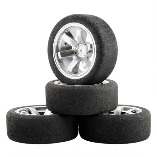 XAQRYQO RC Reifen Für HSP Für HPI Für Rennwagen-Modellspielzeug-Zubehör, Schwammreifen Und Felgen Im Maßstab 1:10 Mit 3 Mm Versatz 12 Sechskant RC(White) von XAQRYQO