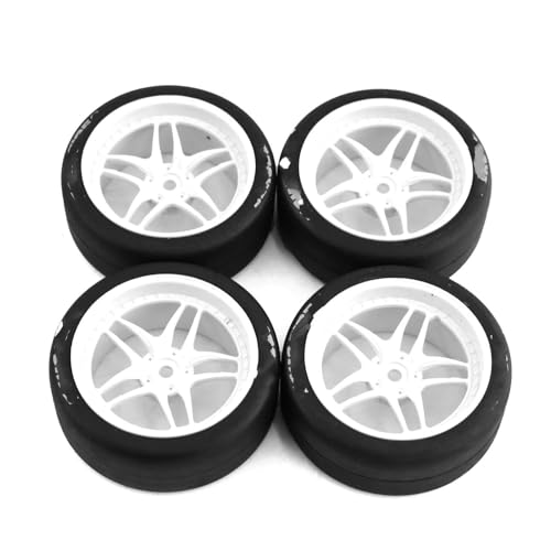 XAQRYQO RC Reifen Für HSP Für Wltoys 144001 124018 124019 4 Stück Unbegrenzte Drift-Auto-Fernbedienung Pull Rally Reifen Und Radnabe Für 1/10 RC-Auto(White,C) von XAQRYQO