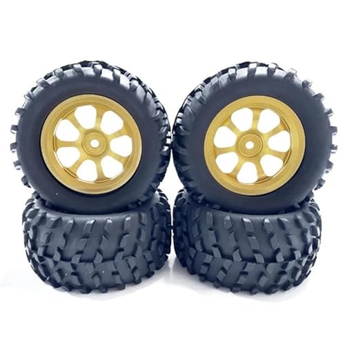 XAQRYQO RC Reifen Für MJX H16 16207 16208 16210 Für HBX 16889 SG1601 SCY 16101 1/16 RC Auto 4 Stück 82 Mm Gummireifen Metallfelge 12 Sechskant(Yellow) von XAQRYQO