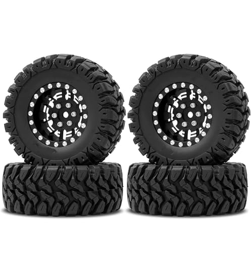 XAQRYQO RC Reifen Für TRX4M Für SCX24 FCX24 AX24 1/24 1/18 RC Crawler Car 1,2 Zoll Beadlock-Räder 7 Mm Negative Offset-Felgen Klebrige Reifen(Black) von XAQRYQO