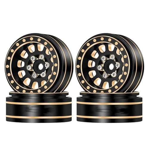 XAQRYQO RC Reifen Für TRX4M Für SCX24 Für Gladiator Für C10 1/18 1/24 RC Crawler Car 1.0 Plus Metall Negativ Offset 3,5 Mm Radfelgen(Brown) von XAQRYQO