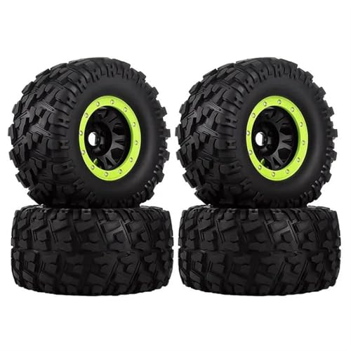 XAQRYQO RC Reifen Für TRXS Für Sledge Für Summit Für E-Revo Für Arrma Für Mojave RC-Auto 4 Stück 166 Mm Radreifen 17 Sechskant Für 1/7 1/8 1/10(Green,Type-A) von XAQRYQO