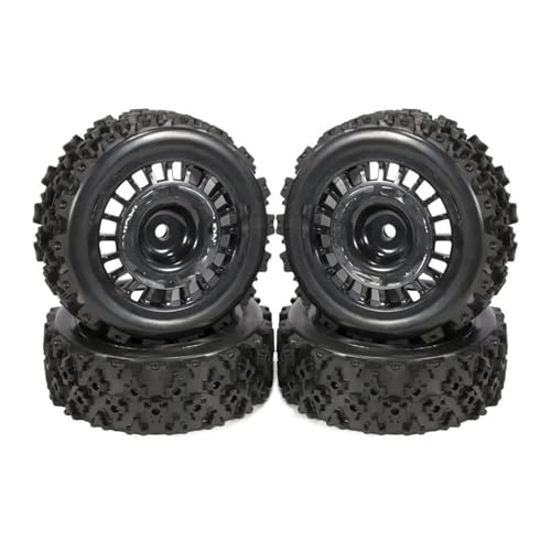XAQRYQO RC Reifen Für TT02 TT01 XV01 PTG-2 DF-03 WR8 1/10 RC-Autoteil Kunststoff Für Rallye-Reifen Geklebte Felgen Reifen RC-Felgen(Black) von XAQRYQO