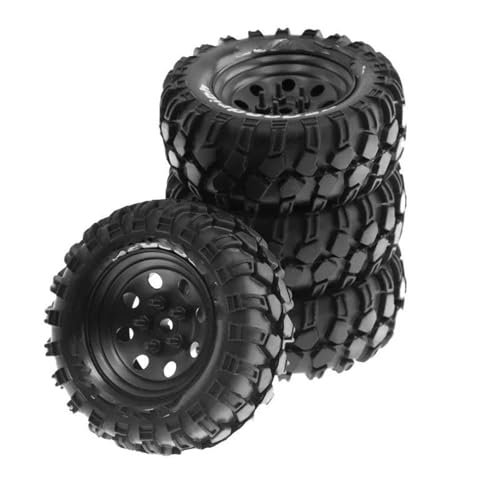 XAQRYQO RC Reifen Für Trxs Für TRX4 Für D90 D110 4 Stück 93 Mm Metall 1,9 Zoll Beadlock Felge Gummireifen Set Für 1/10 RC Crawler Auto(Black) von XAQRYQO