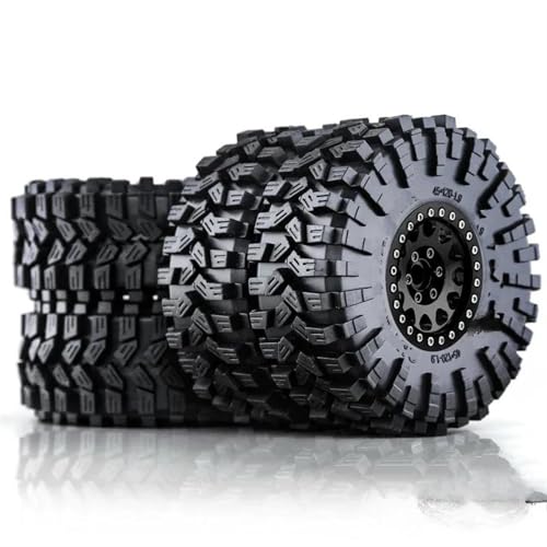 XAQRYQO RC Reifen Für Trxs Für TRX4 Für D90 Für Axial SCX10 4 Stück 120 Mm 1,9 Zoll Metall Beadlock Felge Gummireifen Für 1/10 RC Crawler Auto(Black) von XAQRYQO