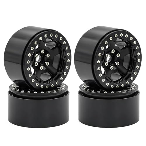 XAQRYQO RC Reifen Für Trxs Für TRX4 TRX6 Für Axial SCX10 Für Wraith rc Cars 2. Beadlock-Räder 5 Speichen Felge 64x35mm Für 1/10 Crawler(Black,A) von XAQRYQO