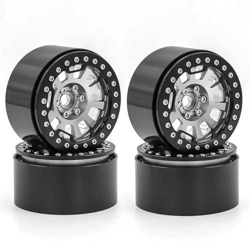 XAQRYQO RC Reifen Für Trxs Für TRX4 TRX6 Für Axial SCX10 Für Wraith rc Cars 2. Beadlock-Räder 5 Speichen Felge 64x35mm Für 1/10 Crawler(Silver,A) von XAQRYQO