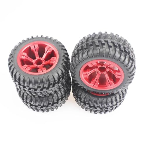 XAQRYQO RC Reifen Für WLtoys Für 12428 Für 12427 RC-Spielzeugzubehör 1:12 Geländewagen-Radfelgen RC-Gummi-Autoreifen RC-Auto-Upgrade-Teile(Red) von XAQRYQO