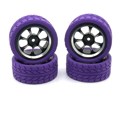 XAQRYQO RC Reifen Für WPL Für C14 C24 MN D90 MN98 MN99S MN-90 65 Mm Metallfelge Reifen Mit 12 Adapter RC-Auto-Upgrade-Teile(Purple) von XAQRYQO