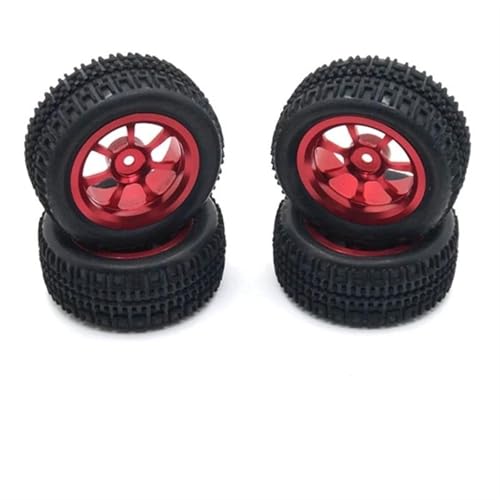 XAQRYQO RC Reifen Für Wltoys A959 A979 144001 124019 76 Mm Metallrad Reifen Mit Rad Sechskantmutter Adapter RC Auto Upgrade Teile(Red) von XAQRYQO