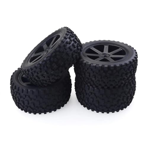 XAQRYQO RC Reifen Für ZD for Racing 4 Stück RC-Räder Reifen 12-mm-Sechskantnabenadapter Radreifengummi Für 1/10 RC-Auto-LKW-Zubehör(Black) von XAQRYQO