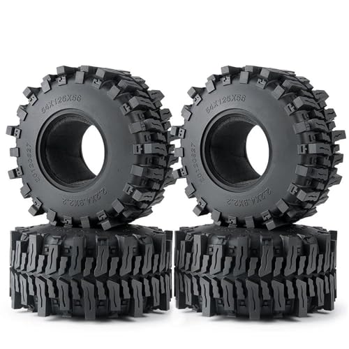 XAQRYQO RC Teile Für Axial Für AXI03004 Für Capra 1/10 Für Monster Truck RC Auto Upgrade Teile 2,2 Zoll 125mm Gummi Beadlock Rad Reifen W/Schwamm Zubehör von XAQRYQO