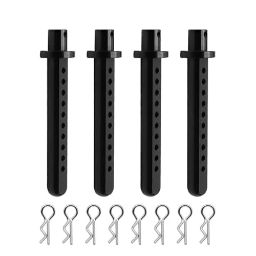 XAQRYQO RC Teile Für Axial Für SCX10 1/10 Aluminium Körper Pfosten Halterungen Auto Shell Mit R Clips Befestigungs Säule RC Crawler Auto Teil Ersatz Modell Zubehör(Black) von XAQRYQO
