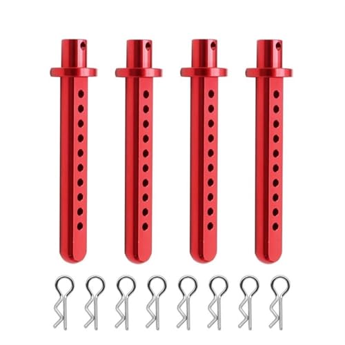 XAQRYQO RC Teile Für Axial Für SCX10 1/10 Aluminium Körper Pfosten Halterungen Auto Shell Mit R Clips Befestigungs Säule RC Crawler Auto Teil Ersatz Modell Zubehör(Red) von XAQRYQO