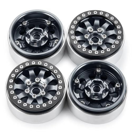 XAQRYQO RC Teile Für Axial Für SCX10 D90 Für TRX-4 4Pcs 1,9 Zoll Aluminium Legierung Beadlock Rad Felgen Hub Ersatz 25mm 1/10 RC Crawler Auto Modell Teile(Black) von XAQRYQO