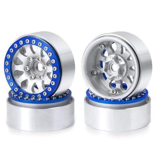 XAQRYQO RC Teile Für Axial Für SCX10 D90 Für TRX-4 4Pcs 1,9 Zoll Aluminium Legierung Beadlock Rad Felgen Hub Ersatz 25mm 1/10 RC Crawler Auto Modell Teile(Blue) von XAQRYQO