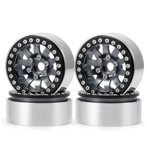 XAQRYQO RC Teile Für Axial Für SCX10 D90 Für TRX-4 4Pcs 1,9 Zoll Aluminium Legierung Beadlock Rad Felgen Hub Ersatz 25mm 1/10 RC Crawler Auto Modell Teile(Gray) von XAQRYQO