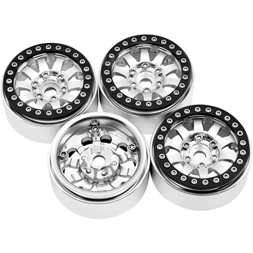 XAQRYQO RC Teile Für Axial Für SCX10 D90 Für TRX-4 4Pcs 1,9 Zoll Aluminium Legierung Beadlock Rad Felgen Hub Ersatz 25mm 1/10 RC Crawler Auto Modell Teile(Silver) von XAQRYQO