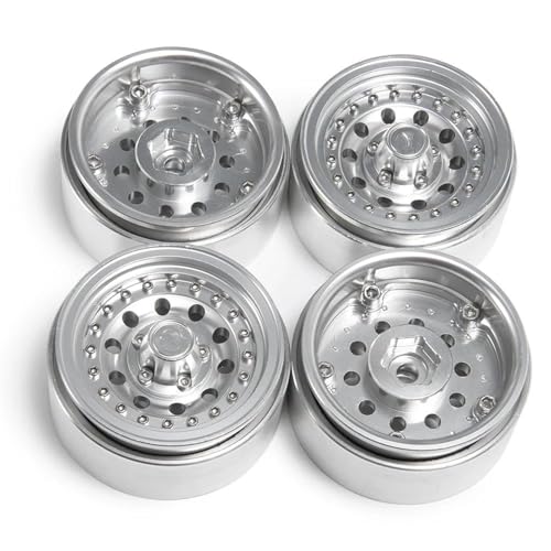 XAQRYQO RC Teile Für Axial Für SCX10 Für TRX-4 1,9 Zoll Metall Beadlock Felgen Naben Änderung 1/10 RC Crawler Auto LKW Modell Upgrade Teile(Silver) von XAQRYQO