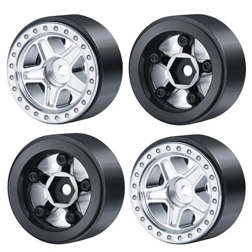 XAQRYQO RC Teile Für Axial Für SCX24 1,0 Zoll Beadlock-Felge Kunststoff 5-Speichen-Nabe 1/24 RC Crawler Upgrade Teile Ersatz Autozubehör(Gray) von XAQRYQO