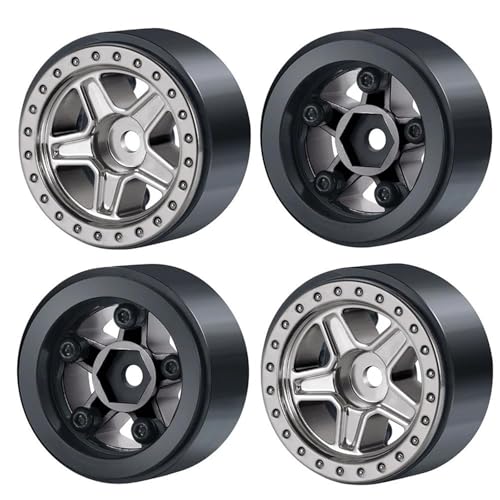 XAQRYQO RC Teile Für Axial Für SCX24 1,0 Zoll Beadlock-Felge Kunststoff 5-Speichen-Nabe 1/24 RC Crawler Upgrade Teile Ersatz Autozubehör(Silver) von XAQRYQO
