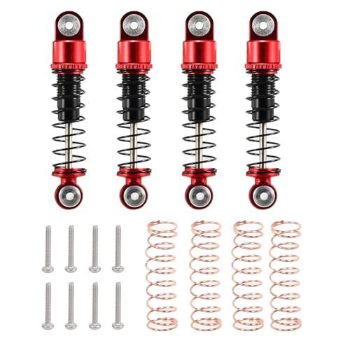 XAQRYQO RC Teile Für Axial Für SCX24 C10 Für JLU Für Gladiator Für 1/24 Metall Stoßdämpfer Feder 32mm Öl Dämpfer RC Crawler Auto Upgrade Teile(Red) von XAQRYQO