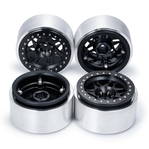 XAQRYQO RC Teile Für Axial Für SCX6 AXI05000 Für Wrangler 1/6 2,9" Beadlock Radnabe Felgen RC Crawler Modifikation Auto Upgrade Teile Zubehör(Black) von XAQRYQO